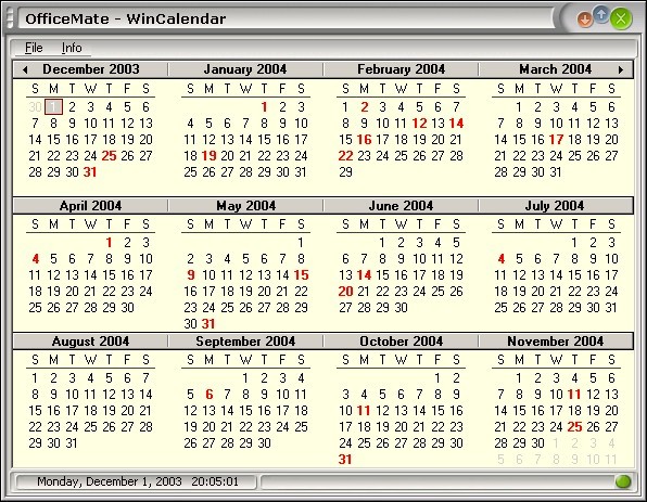 WinCalendar Screenshot
